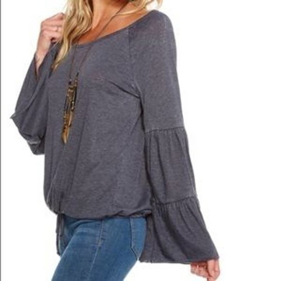 Chaser NWT Vintage Jersey Boatneck Bell Sleeve Drawstring Top Twilight Sz Medium - Picture 1 of 6